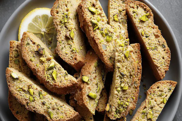 Vegan Pistachio Lemon Biscotti